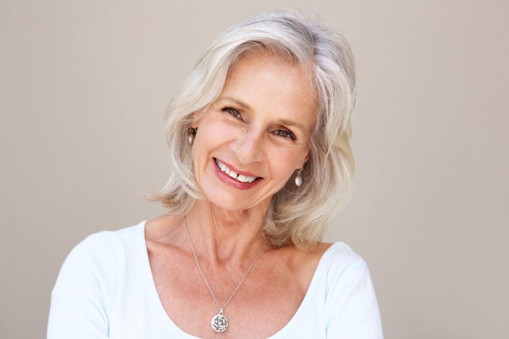 Hairstyle for senior women with gray hair